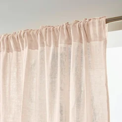 Rideau gaze de coton galon fronceur (140 x 240 cm) Gaïa Rose poudré