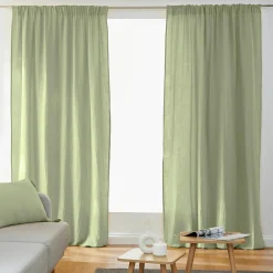 Rideau gaze de coton galon fronceur (140 x 240 cm) Gaïa Vert tilleul