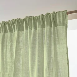 Rideau gaze de coton galon fronceur (140 x 240 cm) Gaïa Vert tilleul