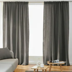 Rideau gaze de coton galon fronceur (140 x 240 cm) Gaïa Gris granit