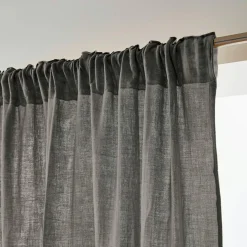 Rideau gaze de coton galon fronceur (140 x 240 cm) Gaïa Gris granit