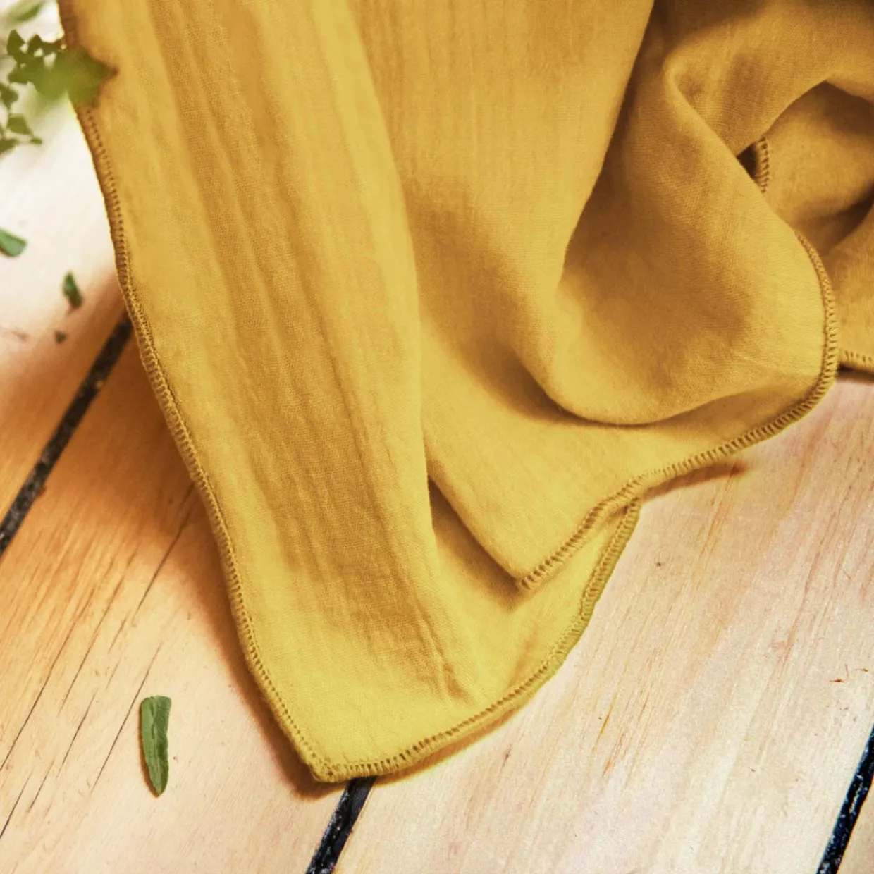 Rideau gaze de coton galon fronceur (180 x 240 cm) Gaïa Jaune safran