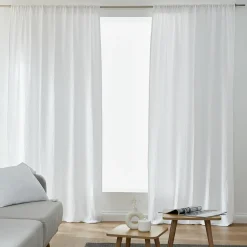 Rideau gaze de coton galon fronceur (140 x 240 cm) Gaïa Blanc chantilly