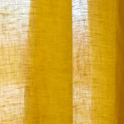 Rideau lin lavé ajustable (140 x max 270 cm) Louise Jaune moutarde