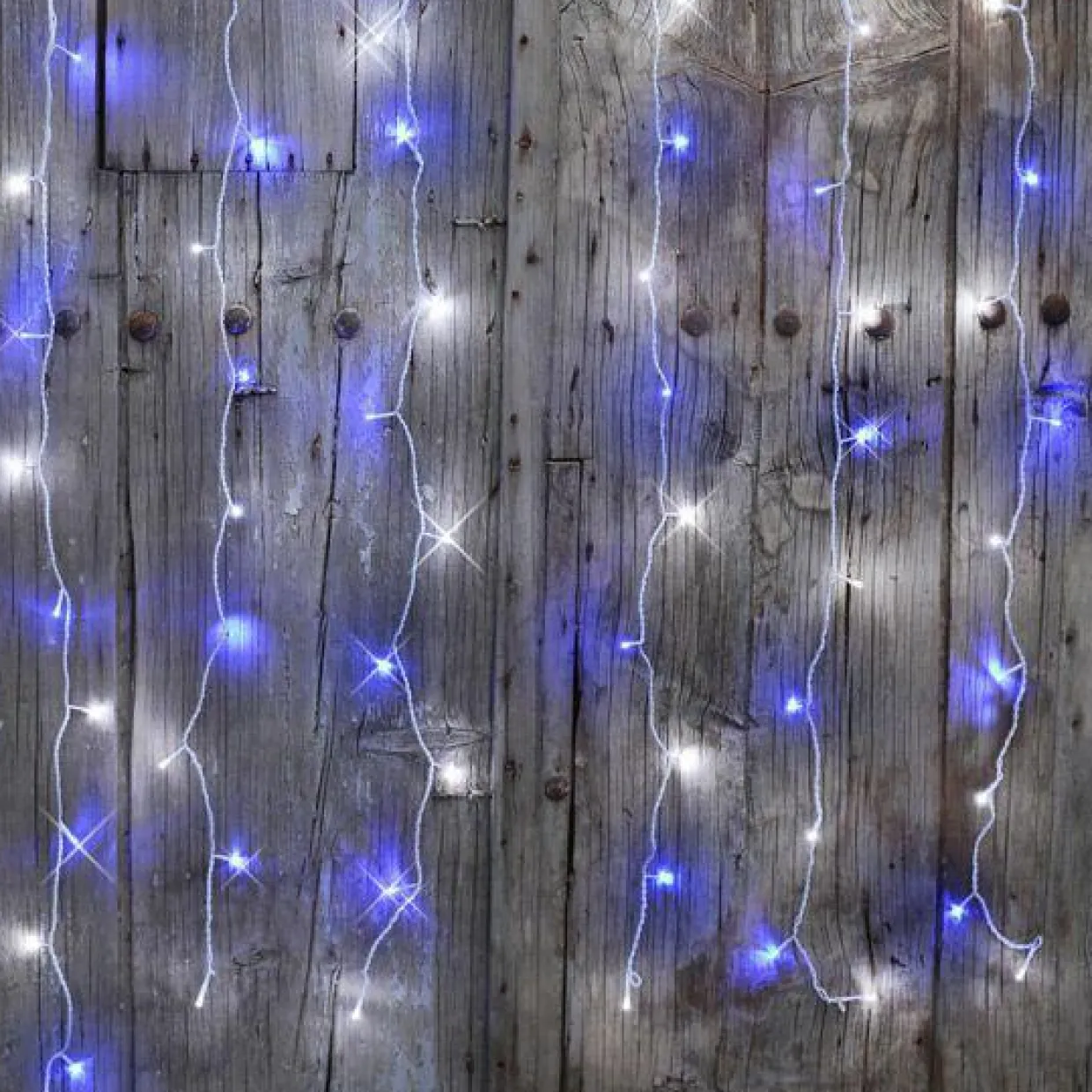 Rideau lumineux H2 m L2 m 96 LED Interconnectable Bicolore Bleu et blanc froid