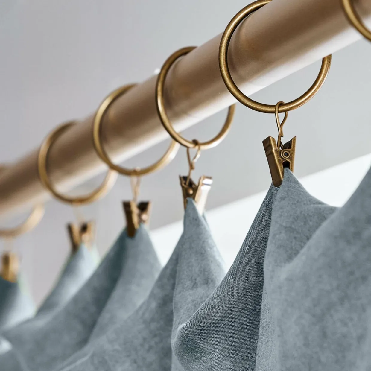 Rideau lyocell Tencel™ ajustable (140 x max 270 cm) Olivia Bleu stone