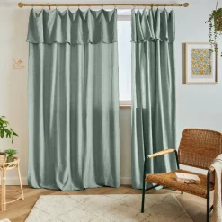 Rideau lyocell Tencel™ ajustable (140 x max 270 cm) Olivia Vert eucalyptus