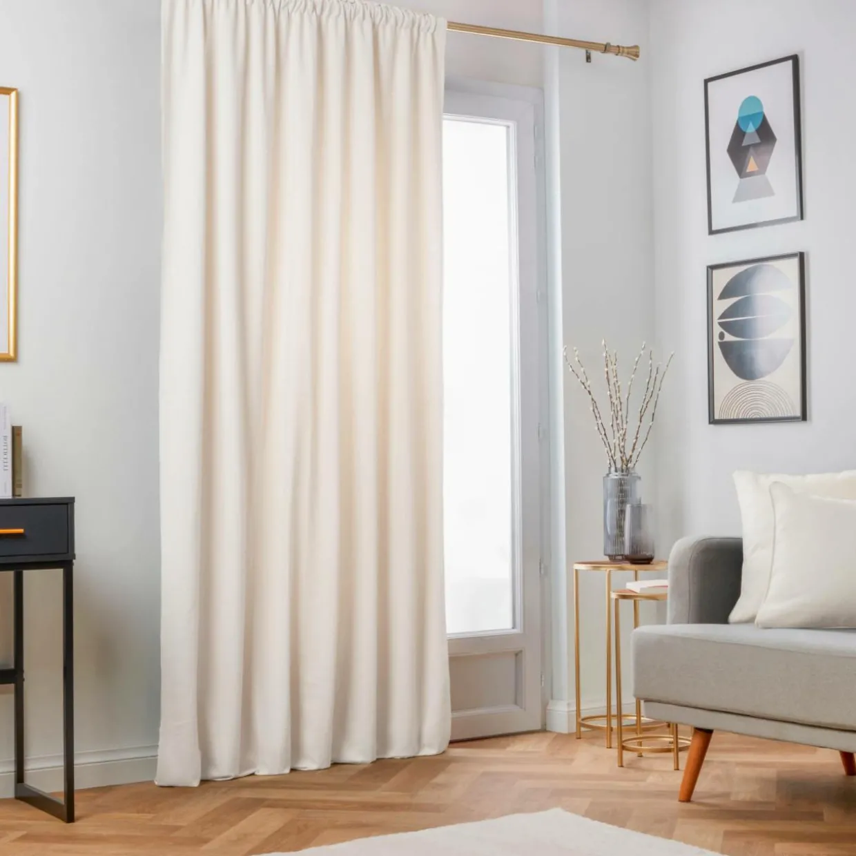 Rideau obscurcissant thermique galon fronceur (280 x 240 cm) Minuit Beige sable