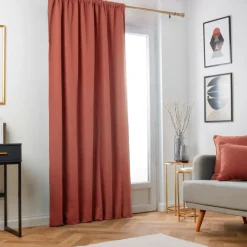 Rideau obscurcissant thermique galon fronceur (280 x 240 cm) Minuit Terracotta
