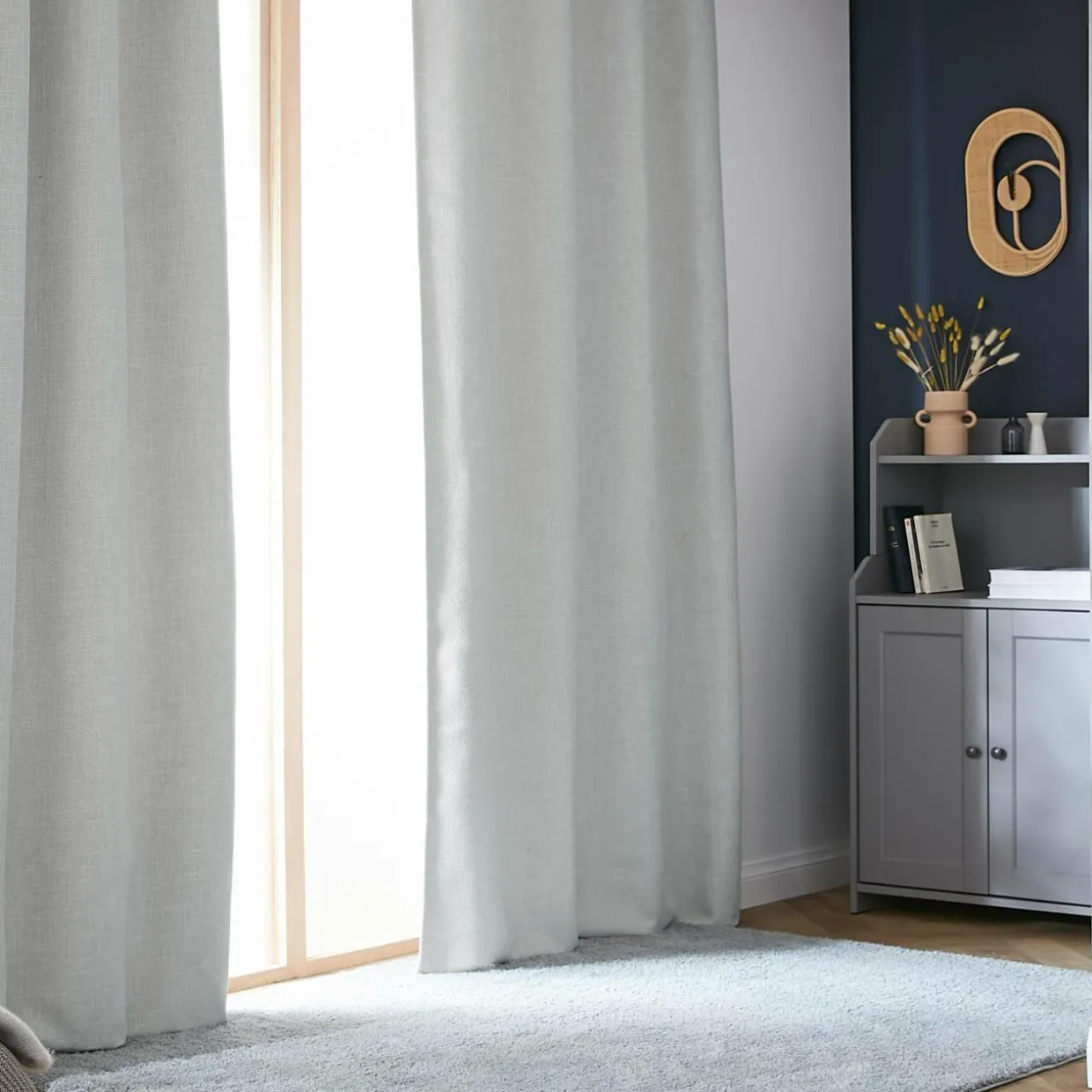 Rideau obscurcissant thermique galon fronceur (140 x 240 cm) Alba Gris