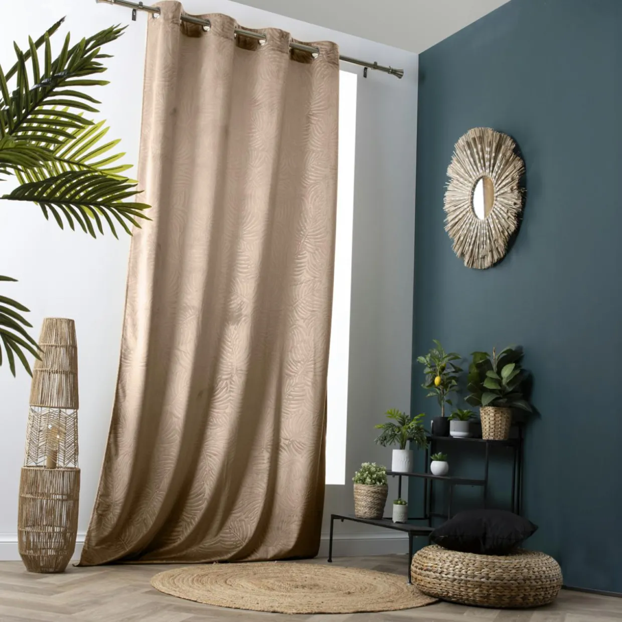 Rideau obscurcissant velours (140 x 280 cm) Fern Taupe