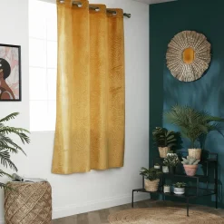 Rideau obscurcissant velours (140 x 180 cm) Fern Jaune ocre
