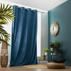 Rideau obscurcissant velours (140 x 280 cm) Fern Bleu marine