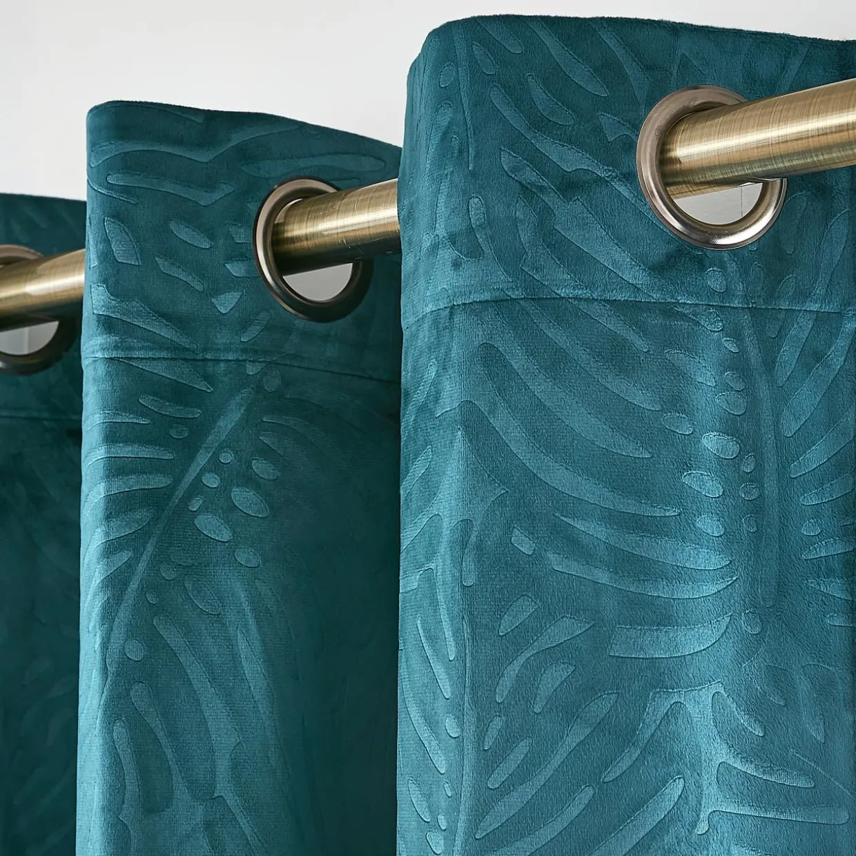 Rideau obscurcissant velours (140 x 240 cm) Fern Bleu pétrole