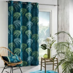 Rideau oeillets (140 X 260 cm) Blue Vegetal Bleu