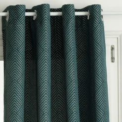 Rideau oeillets (140 x 260 cm) Geom Bleu canard