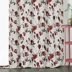 Rideau oeillets (135 x 250 cm) Magnolia Rouge