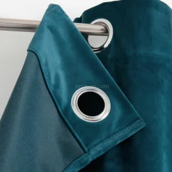 Rideau oeillets (140 X 260 cm) Velours Bleu pétrole