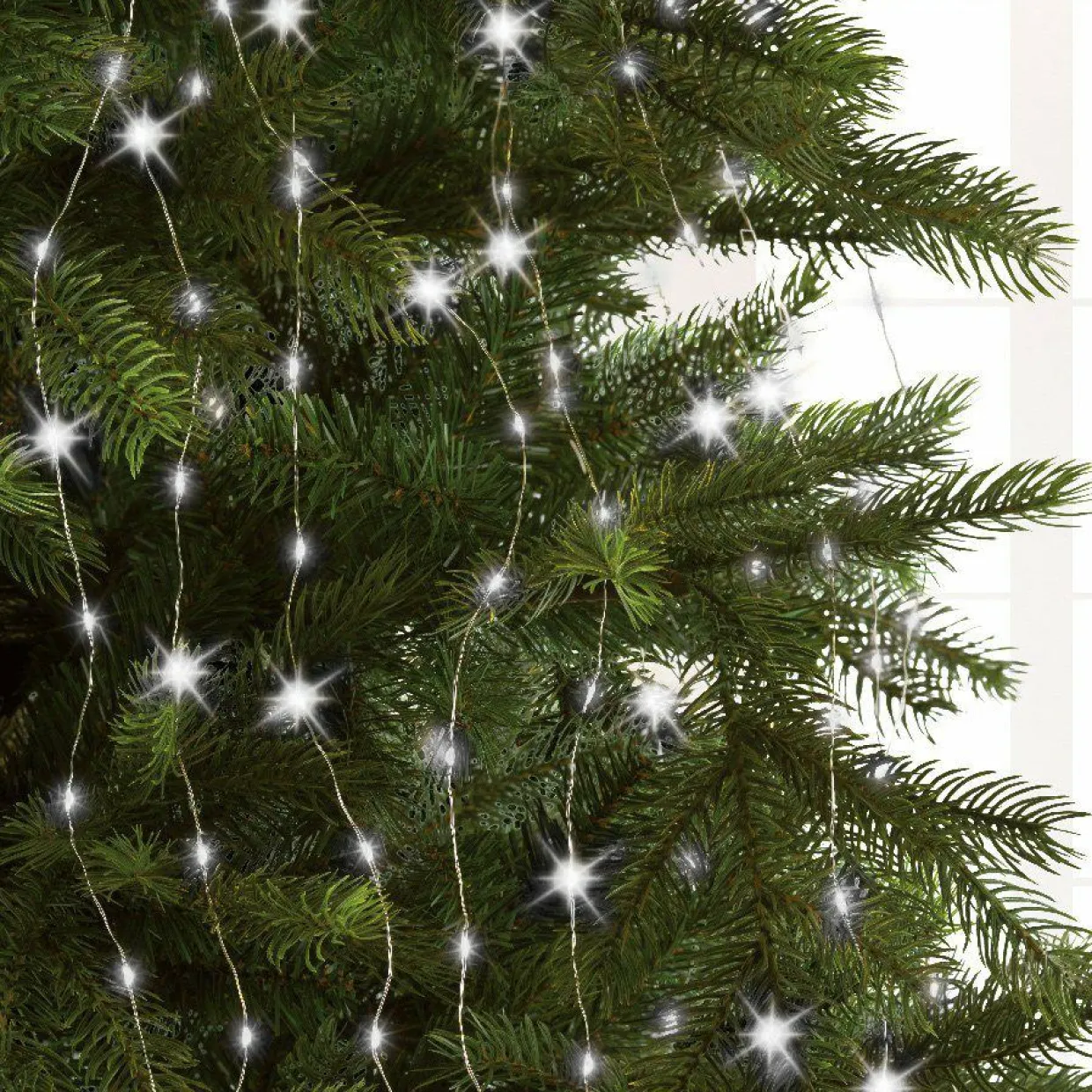 Rideau pour sapin H2,10 m 672 Micro LED Flashing light Blanc froid
