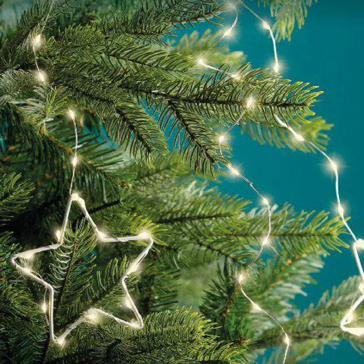 Rideau pour sapin Micro Led H1,80 m 459 LED Etoile Blanc chaud