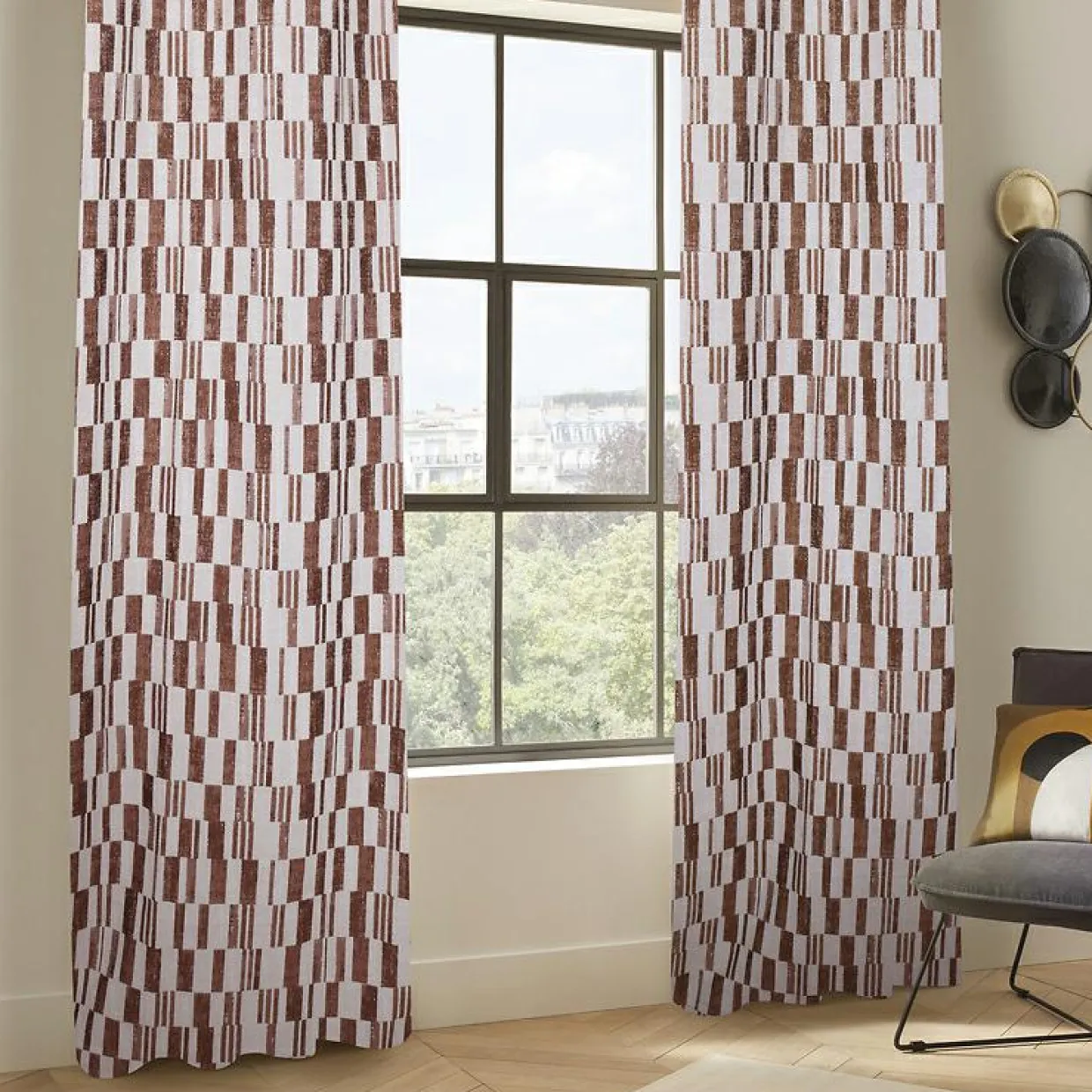 Rideau tissé (140 x 260 cm) Leyna Terracotta