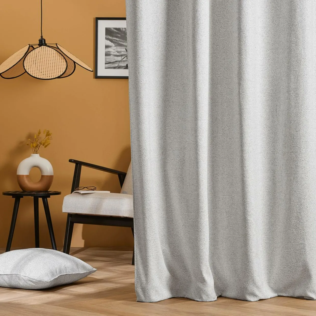 Rideau tissage jacquard (140 x 240 cm) Oscar Gris perle