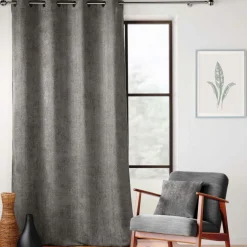Rideau Velours Chenille (140 x 260 cm) Leo Gris Anthracite