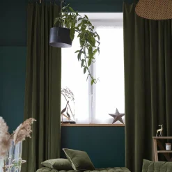 Rideau velours de coton ajustable (140 x max 270 cm) Victor Vert thym