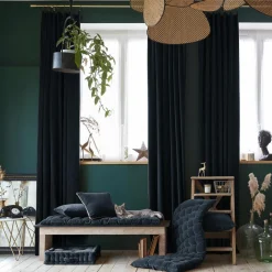 Rideau velours de coton ajustable (140 x max 270 cm) Victor Bleu nuit