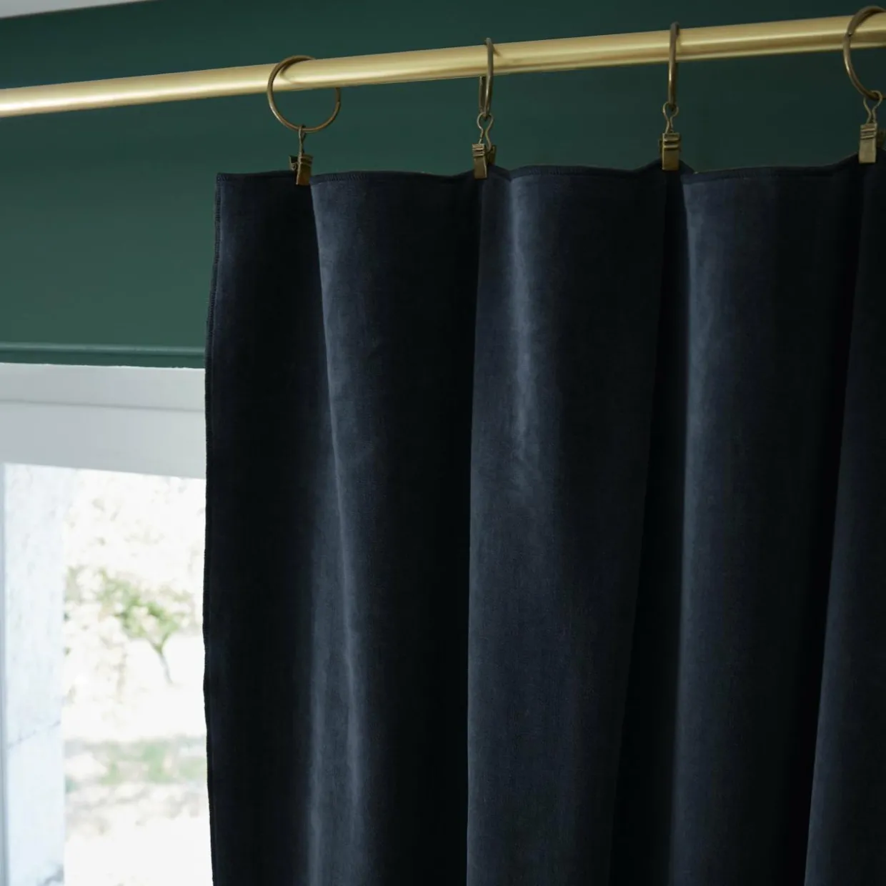 Rideau velours de coton ajustable (140 x max 270 cm) Victor Bleu nuit