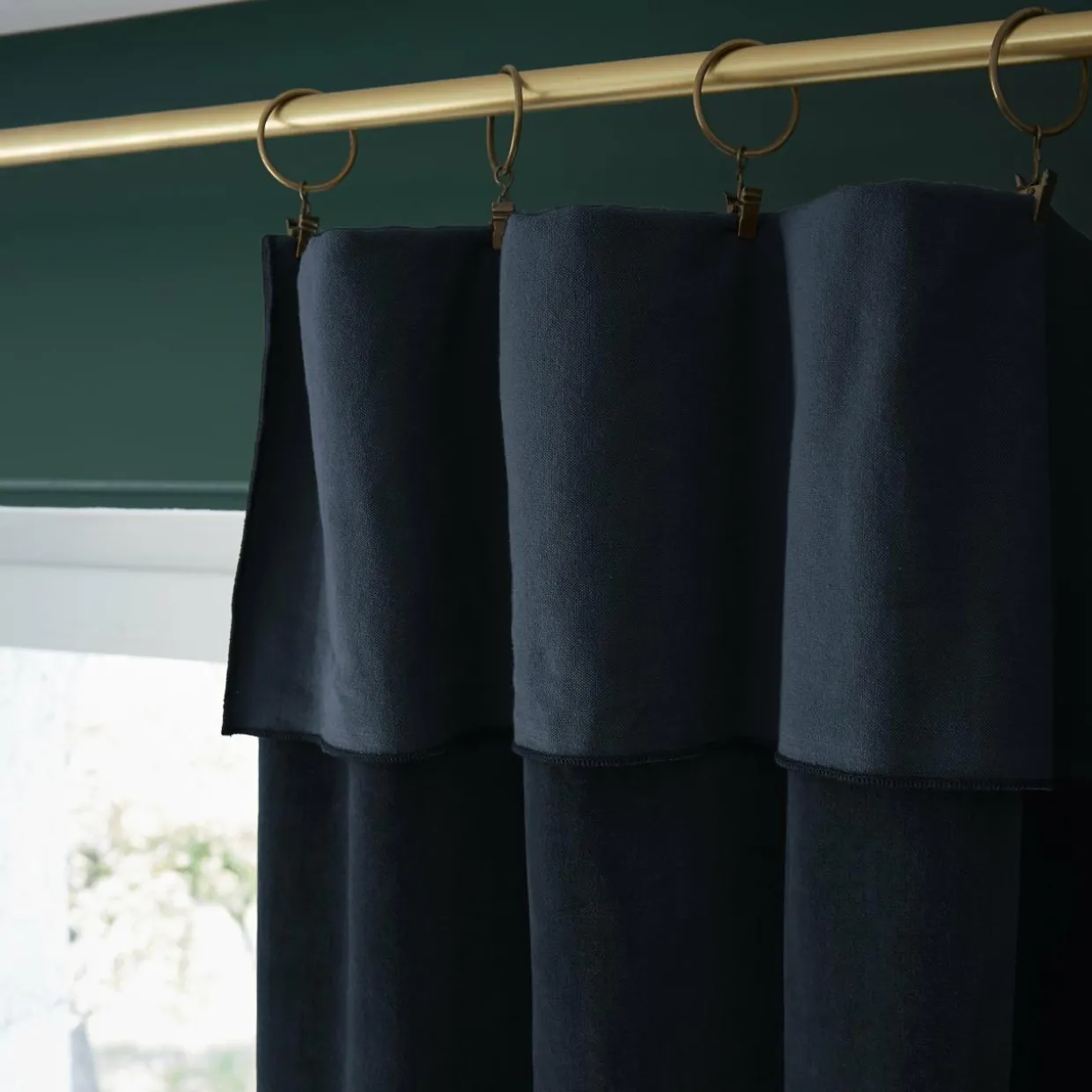 Rideau velours de coton ajustable (140 x max 270 cm) Victor Bleu nuit