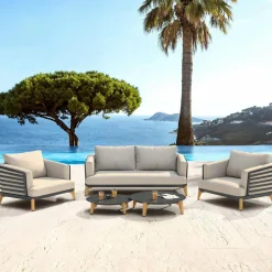 Salon de jardin aluminium 4 places 5 pcs Monte Carlo Gris anthracite et taupe