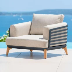 Salon de jardin aluminium 9 places 12 pcs Monte Carlo Gris anthracite et taupe