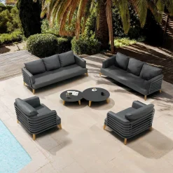 Salon de jardin aluminium 8 places 6 pcs Monte Carlo Gris anthracite