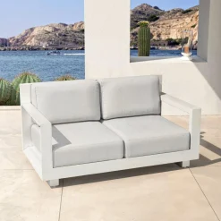 Salon de jardin aluminium 4 places 4 pcs Elba Blanc et gris clair