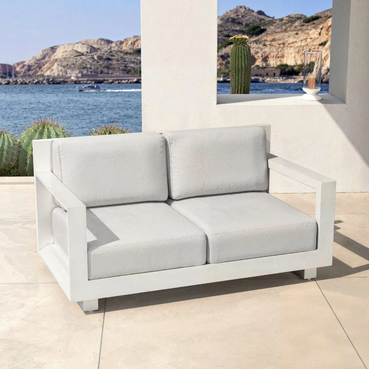 Salon de jardin aluminium 4 places 4 pcs Elba Blanc et gris clair