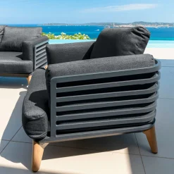 Salon de jardin aluminium 2 places 3 pcs Monte Carlo Gris anthracite