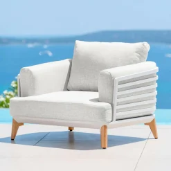 Salon de jardin aluminium 8 places 6 pcs Monte Carlo Blanc et gris clair