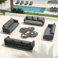 Salon de jardin aluminium 12 places 8 pcs Monte Carlo Gris anthracite