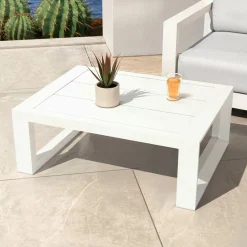 Salon de jardin aluminium 7 places 5 pcs Elba Blanc et gris clair
