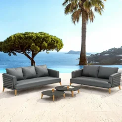 Salon de jardin aluminium 5 places 4 pcs Monte Carlo Gris anthracite