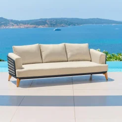 Salon de jardin aluminium 5 places 4 pcs Monte Carlo Gris anthracite et beige