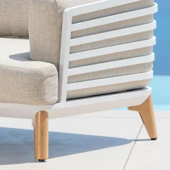 Salon de jardin aluminium 2 places 3 pcs Monte Carlo Blanc et taupe