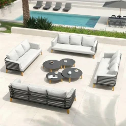 Salon de jardin aluminium 12 places 8 pcs Monte Carlo Gris anthracite et gris clair