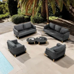 Salon de jardin aluminium 7 places 6 pcs Monte Carlo Gris anthracite