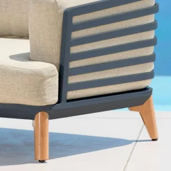 Salon de jardin aluminium 8 places 6 pcs Monte Carlo Gris anthracite et beige