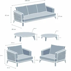 Salon de jardin aluminium 5 places 5 pcs Monte Carlo Gris anthracite