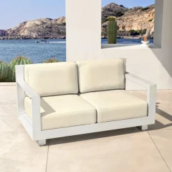 Salon de jardin aluminium 4 places 4 pcs Elba Blanc et beige