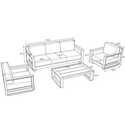 Salon de jardin aluminium 5 places 4 pcs Elba Blanc et gris clair