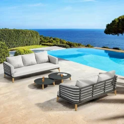 Salon de jardin aluminium 5 places 4 pcs Monte Carlo Gris anthracite et gris clair